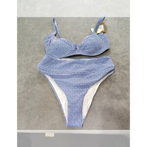 Berlook Blue and White Jacquard Bikini Size L New with tags